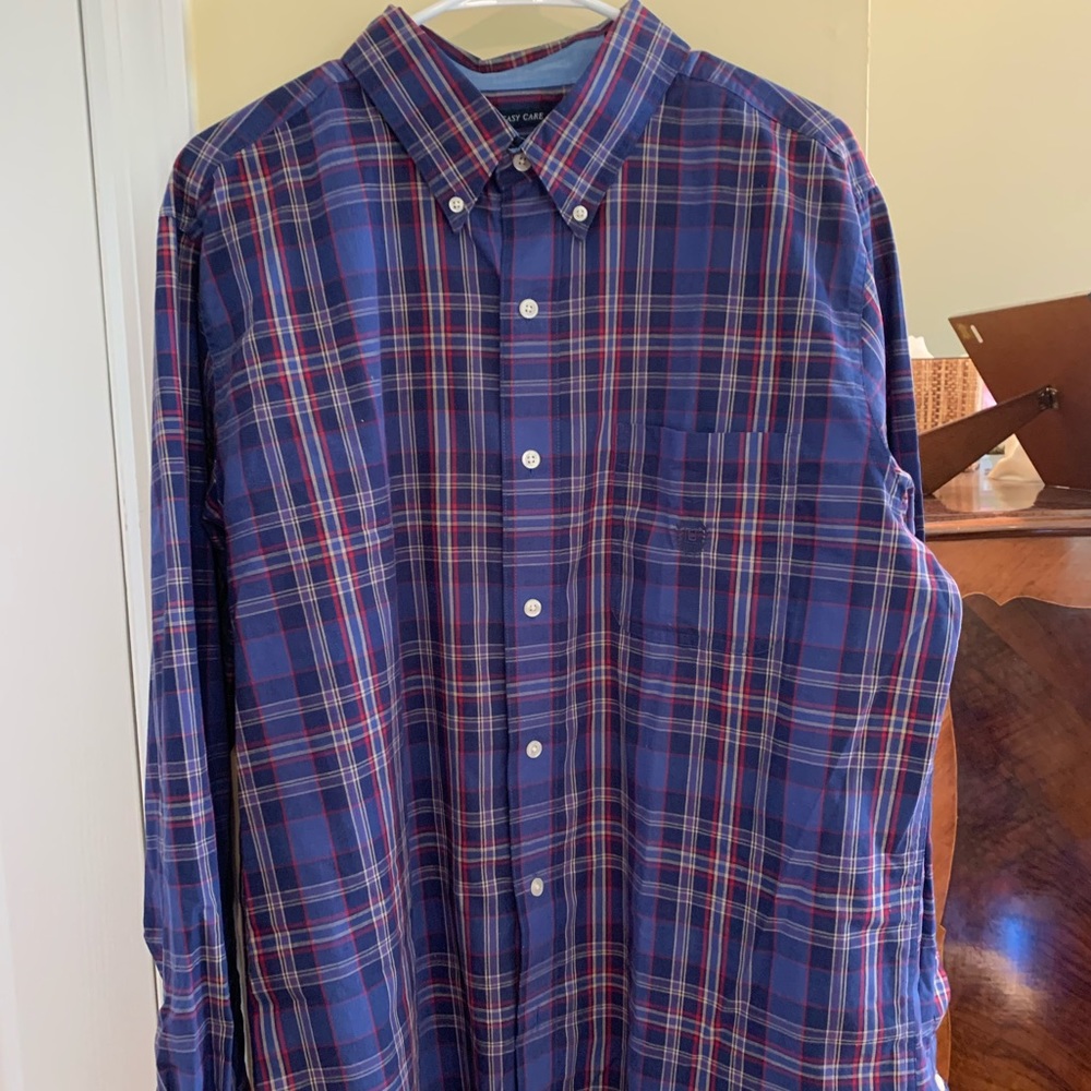 CHAPS button down, easy care, plaid shirt